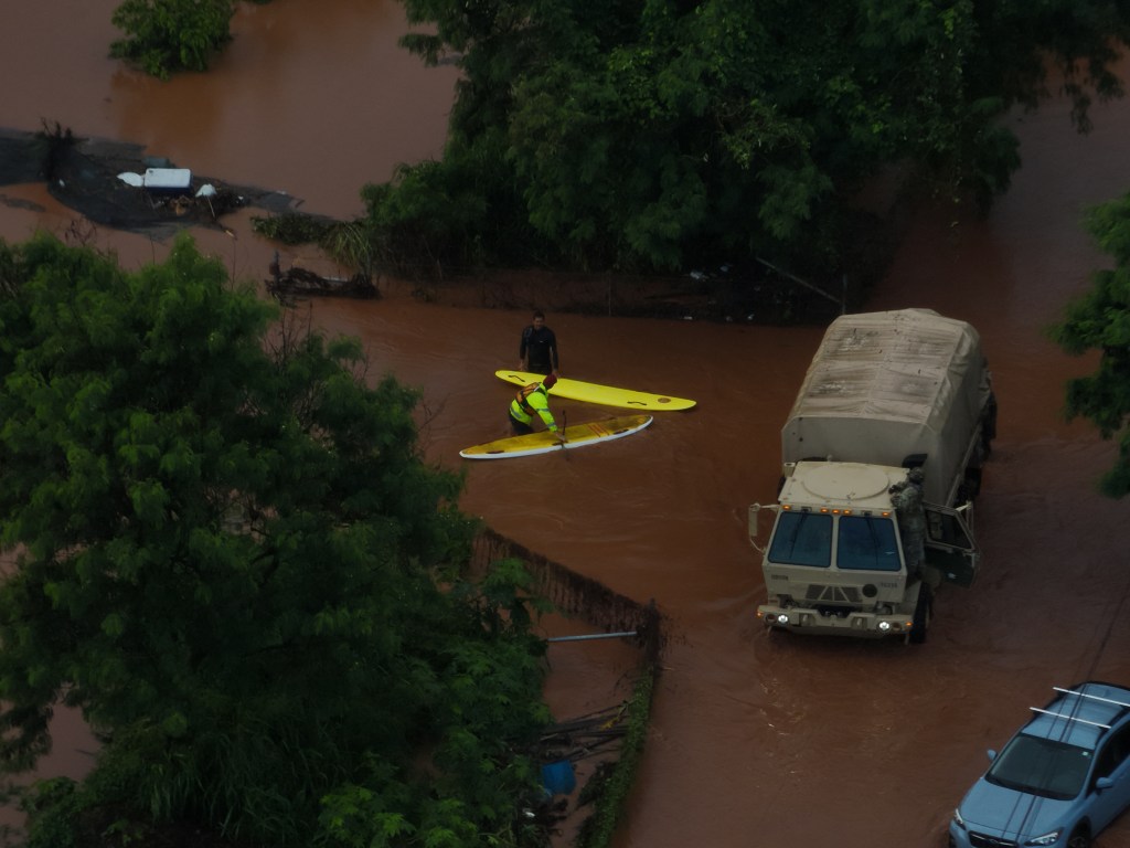 The Honolulu Fire Department's UAS team captured scenes from Friday's flooding on the North Shore and Central Oʻahu. (Courtesy: Honolulu Fire Department/2026)