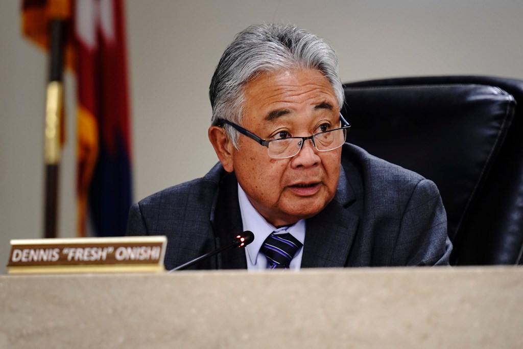 Hawaiʻi County Council vice-chair Dennis “Fresh” Onishi speaks Wednesday, April 22, 2026, in Kailua-Kona. (Kevin Fujii/Civil Beat/2026)