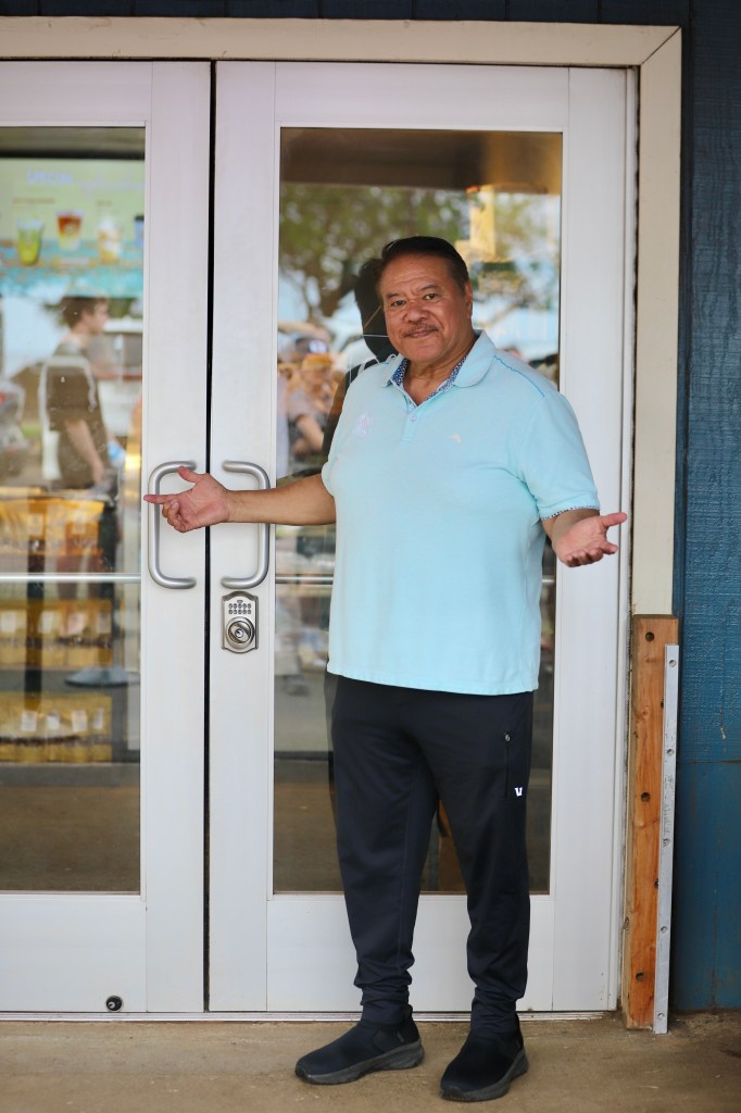 David Yamashiro says he wasn't concerned about flooding when he opened his South Kīhei Road location of Ululani's Hawaiian Shave Ice 13 years ago. Now, he prepares ahead of every storm. (Erin Nolan/Civil Beat/2026)