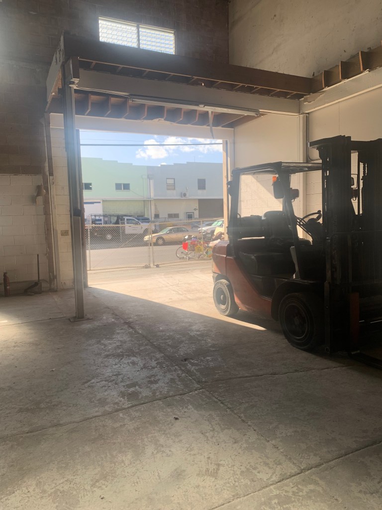 The interior of the Kalihi warehouse where Zhenxiong Lin was struck by a falling plank during a renovation project by Golden Cabinets & Stone.
