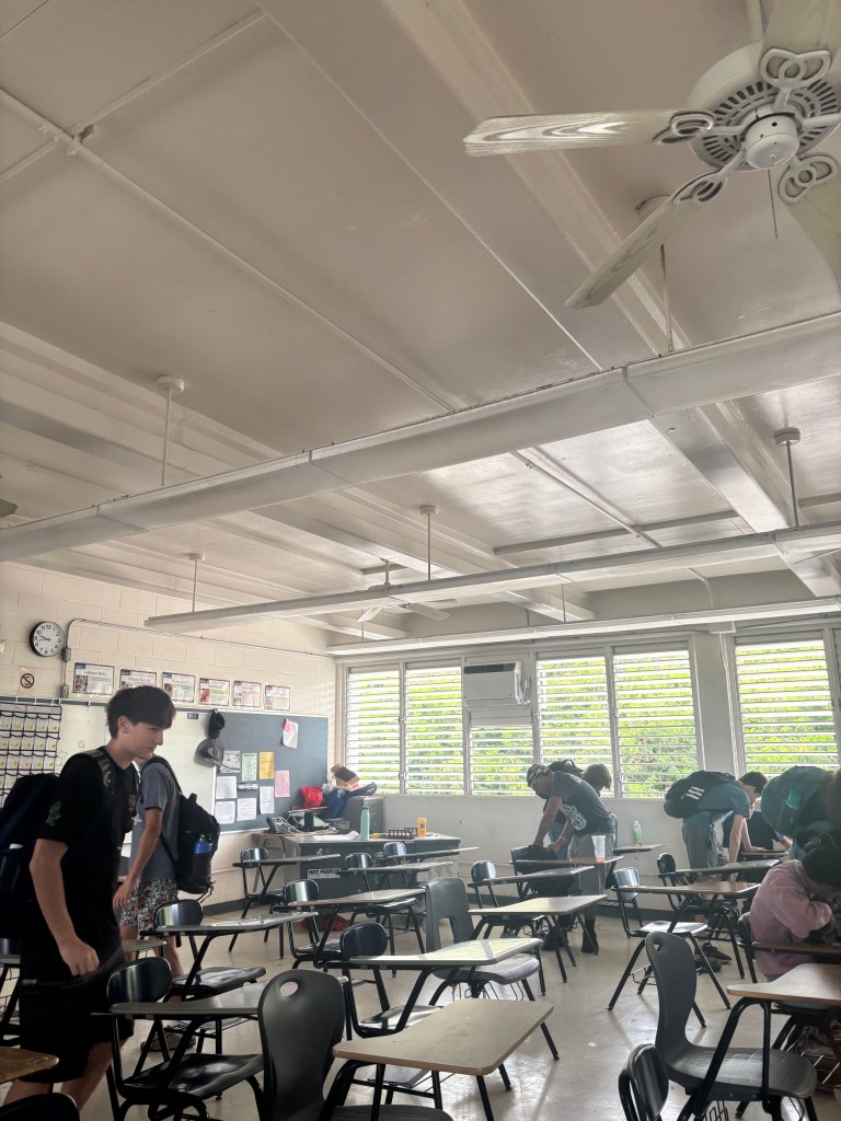 Classrooms housing health and physical education classrooms currently lack air conditioning and overhead lights at Kalāheo High School.
