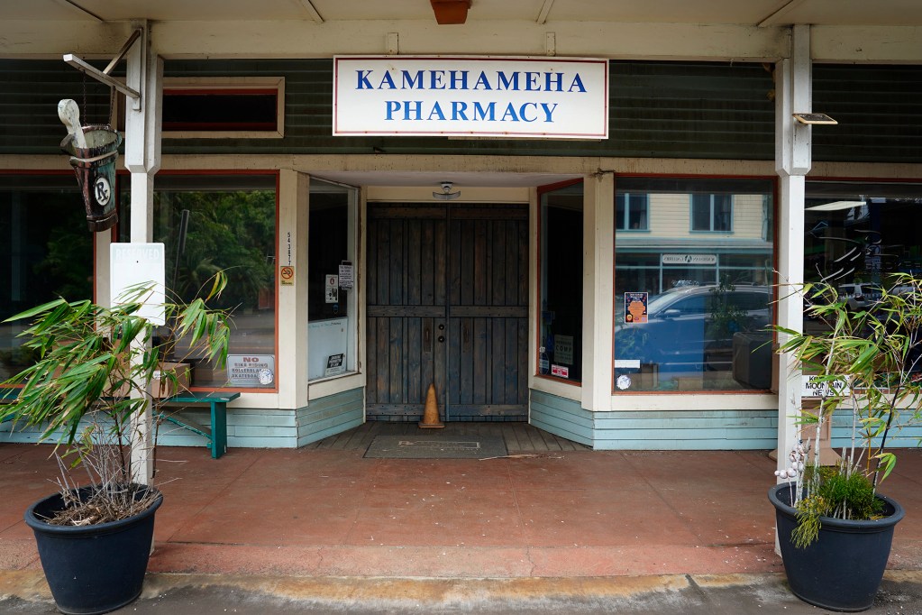 Kohala’s last drug store, Kamehameha Pharmacy, is closed, photographed Thursday, June 18, 2026, in Kapaʻau. The pharmacist of Hawaiʻi Island’s rural north shore drug store is retiring. (Kevin Fujii/Civil Beat/2026)