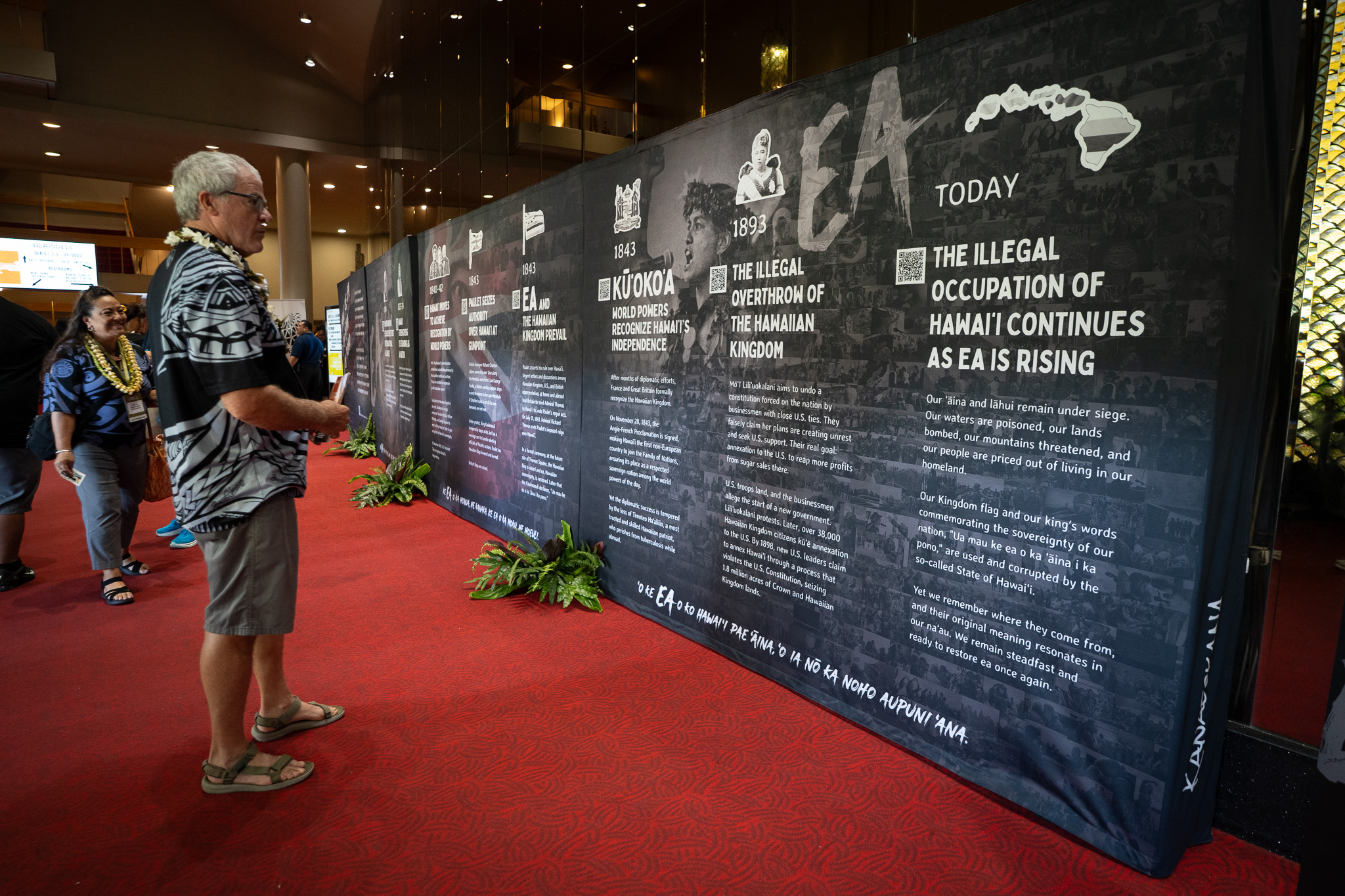 A historial timeline at the 2026 Native Hawaiʻian Convention at Blaisdell Center July 21, 2026. (Craig Fujii/Civil Beat/2026)