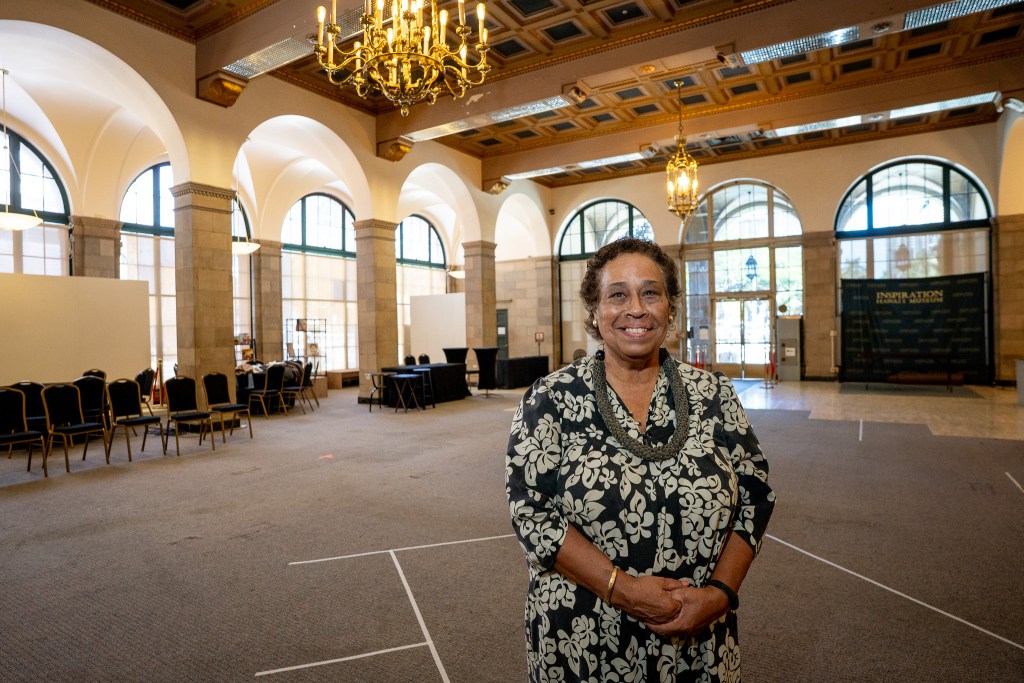 Gloria Borland hopes to transform the old HECO building in Honolulu into a tour de force museum. She was photographed July 22, 2026. (Craig Fujii/Civil Beat/2026)
