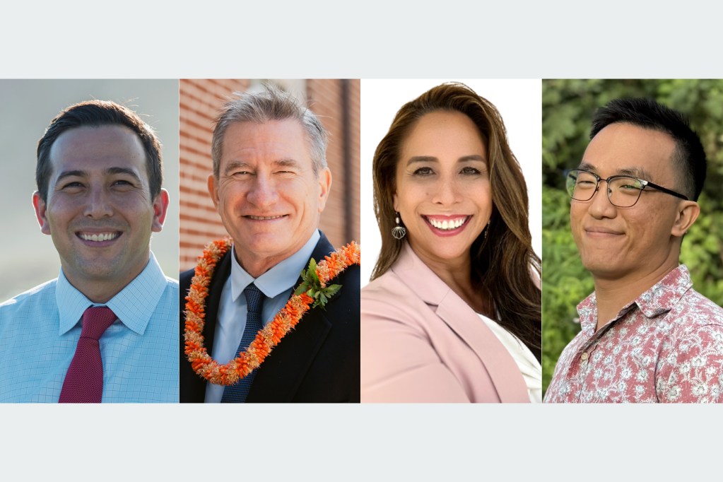 Trevor Ozawa, Tommy Waters, Tara Malia Gregory and Jason Liang are running in the primary election for Honolulu County Council District 4 which covers East Honolulu.