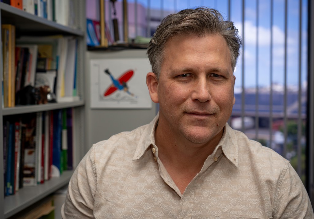 Dr. Gerard Dericks headed up the Center for Entrepreneurship and Economic Education at Hawaiʻi Pacific University. Its five year run closes this fall. He was photographed at his Honolulu office August 26, 2026. (Craig Fujii/Civil Beat/2026)