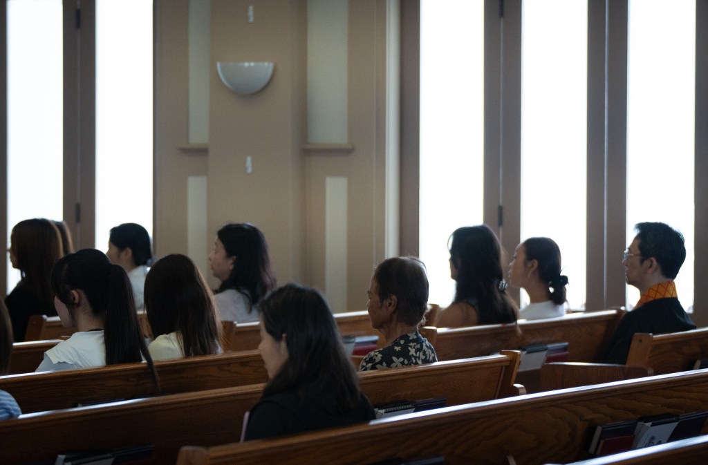 Worshippers during a service Honpa Hongwanji in Honolulu August 23, 2026. (Craig Fujii/Civil Beat/2026)