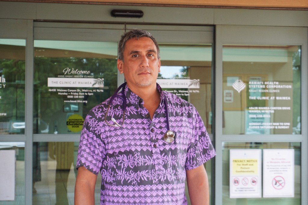 Kapono Chong-Hanssen is the medical director of Ho‘ōla Lāhui, the Native Hawaiian healthcare system on Kaua‘i. Chong-Hanssen anticipates many of his patients will no longer receive the care they need after new Medicaid work requirements go into effect. (Ashley Mizuo/KFF Health News)