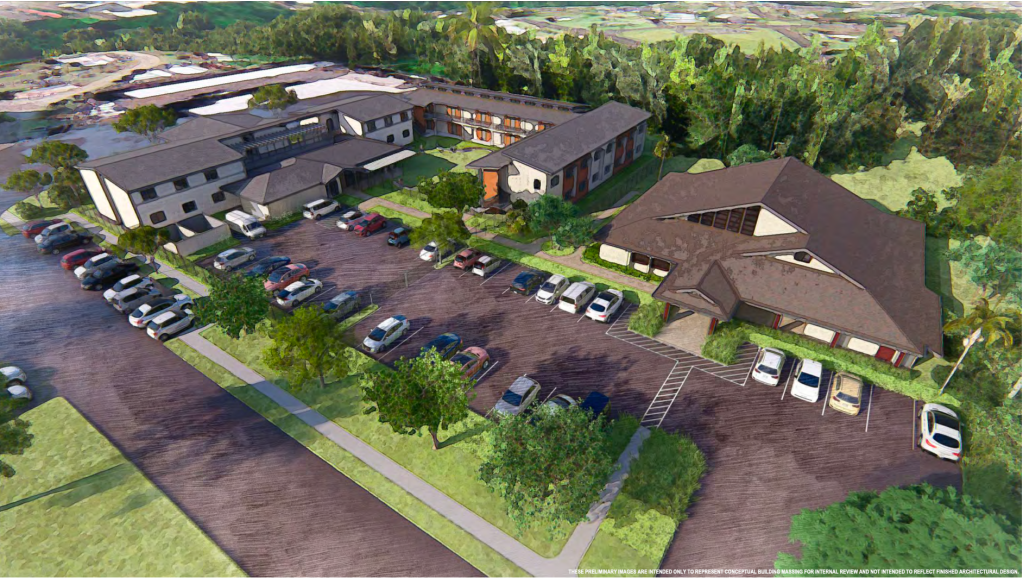 A conceptual rendering of the planned renovations for the Mana‘olana Emergency Homeless Shelter in Līhu‘e.