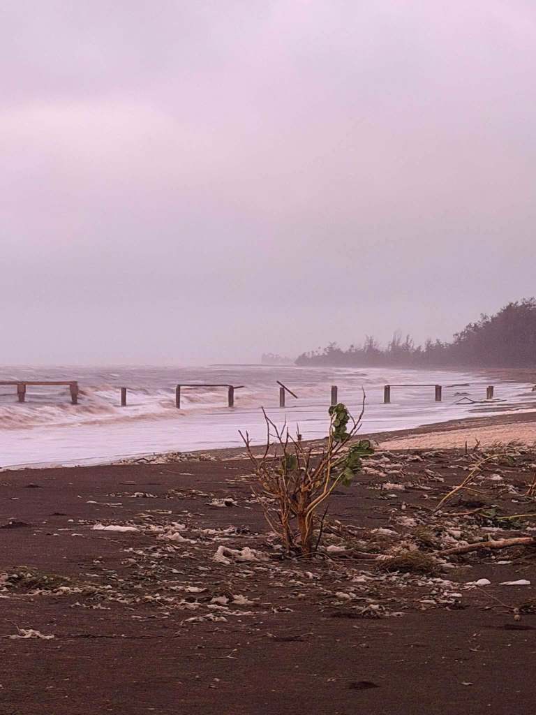 waimea pier kauai lowell hurricane