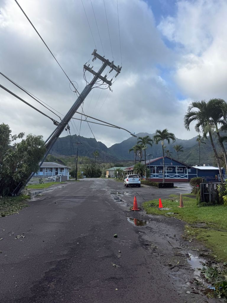Hurricane Lowell knocked out power to 33,000 of 36,000 KIUC customers overnight. (Courtesy: Joel Guy/2026)