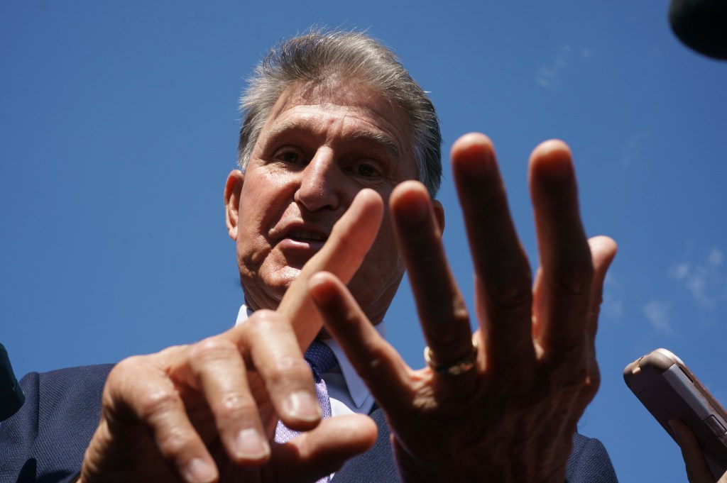Sen. Joe Manchin, D-W.Va., speaks about the $3.5 government overhaul bill, at the U.S. Capitol in Washington, Thursday, Sept. 30, 2021. (AP Photo/J. Scott Applewhite)