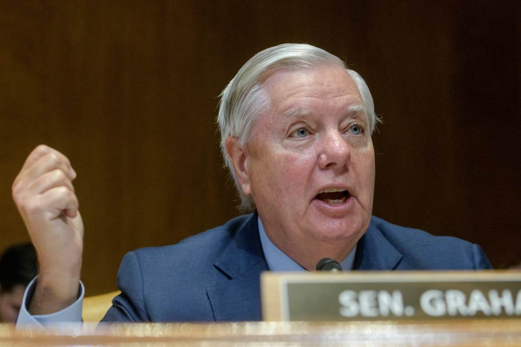 Sen. Lindsey Graham, R-S.C., questions Secretary of Defense Pete Hegseth during a Senate Committee on Appropriations subcommittee hearing to examine proposed budget estimates for fiscal year 2026 for the Department of Defense, on Capitol Hill, Wednesday, June 11, 2025, in Washington. (AP Photo/Rod Lamkey, Jr.)