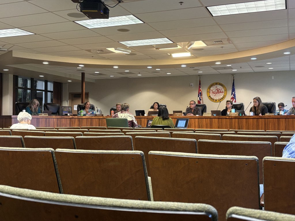 Hawaiʻi County's Windward Planning Commission questioned Planning Director Jeff Darrow about data centers on Thursday, Oct. 1, 2026. (Taylor Nāhulukeaokalani Cozloff/Civil Beat/2026)